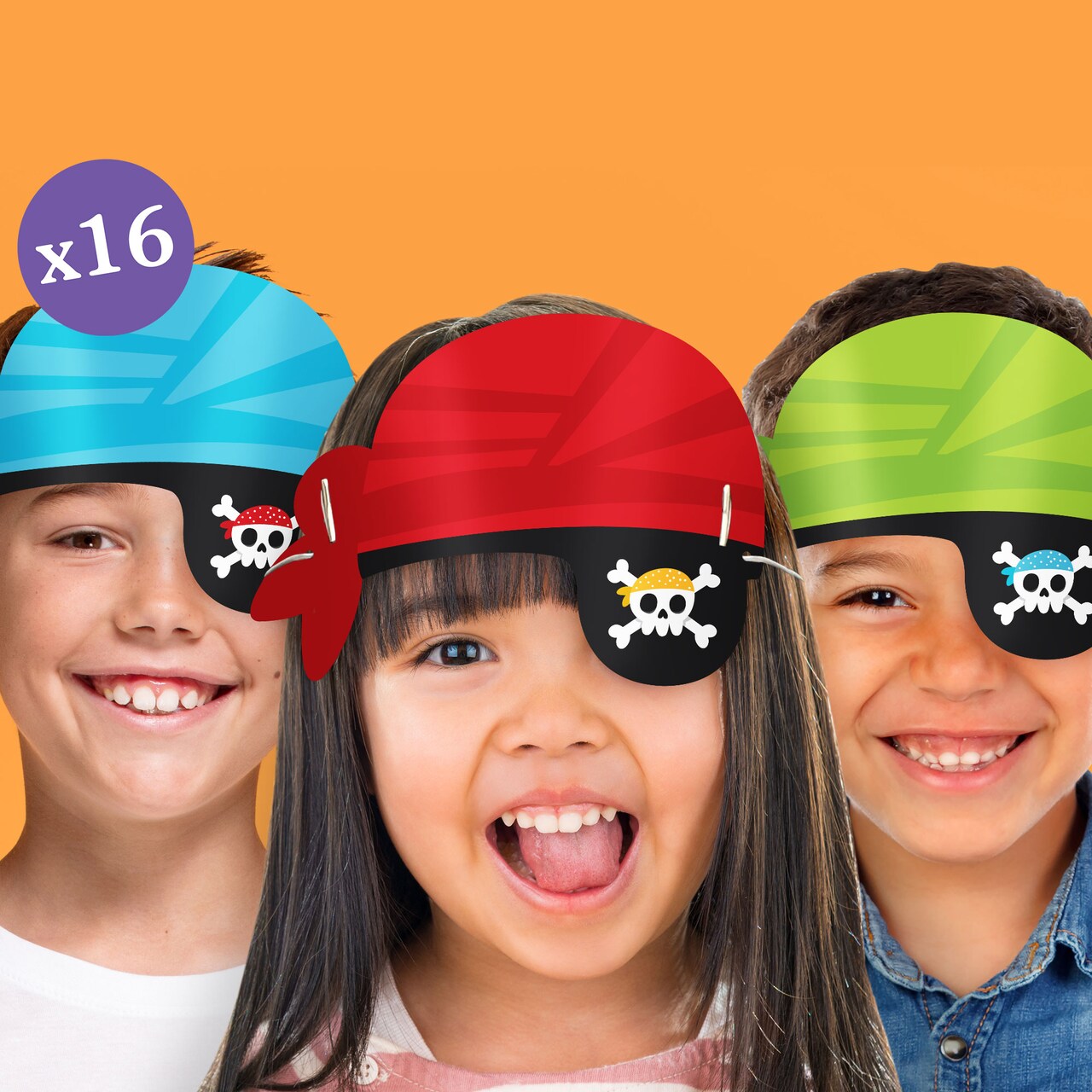 Big Dot of Happiness Pirate Eye Patch Paper Headbands, Colorful Pirate Ship Adventures for Kids Birthday Party, DIY Pirate Party Hat Favors, 16 Count